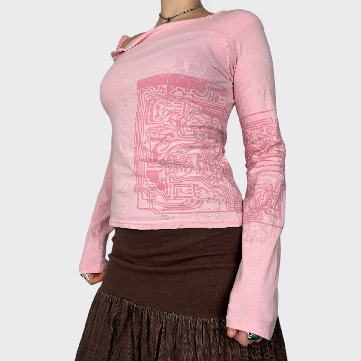 Cop Copine Pink Graphic Long Sleeve Top - S