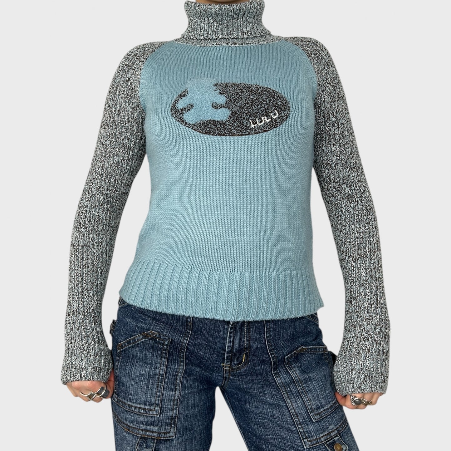 Vintage Teddy Roll Neck Knit Jumper - S