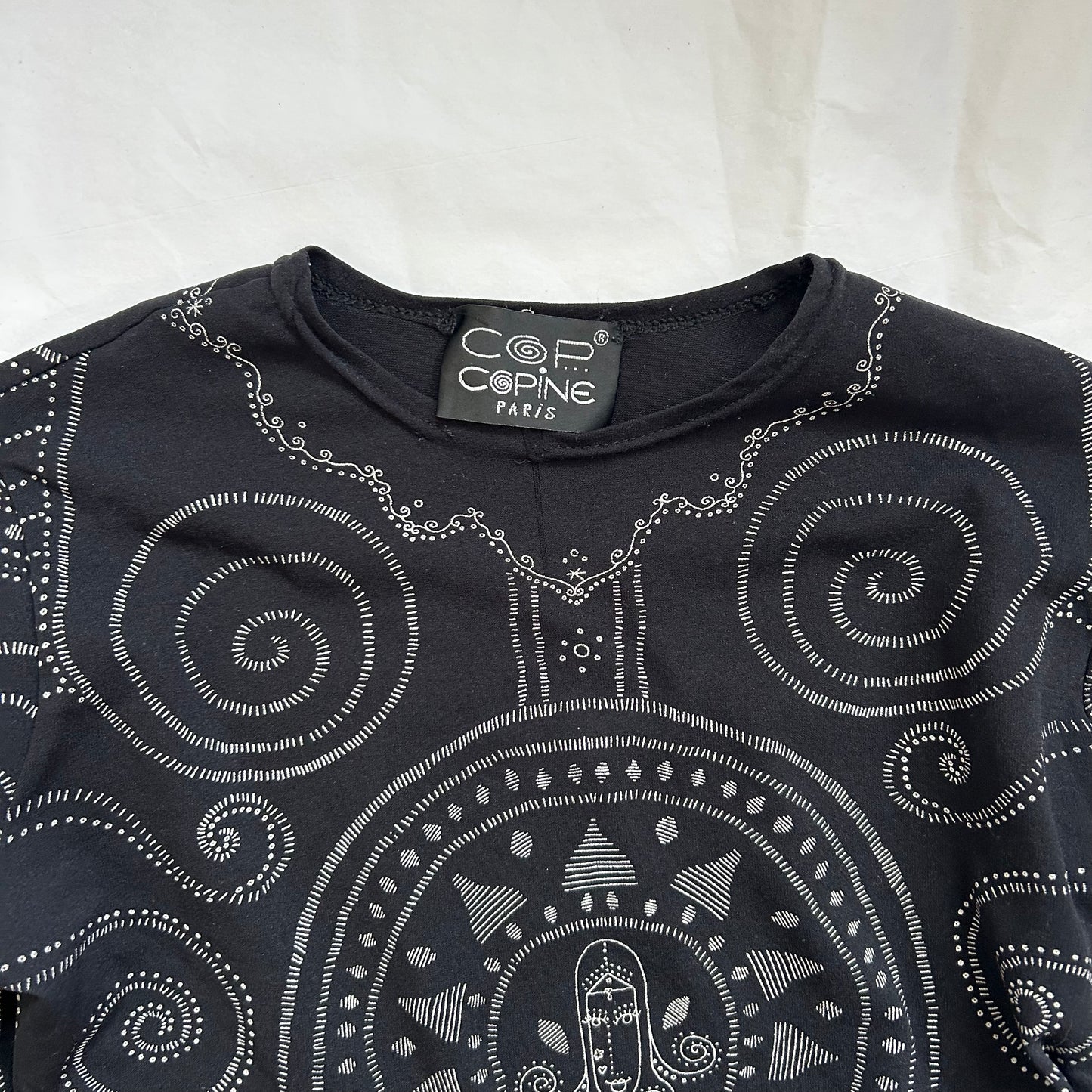 Cop Copine Black Graphic Mesh Top - S