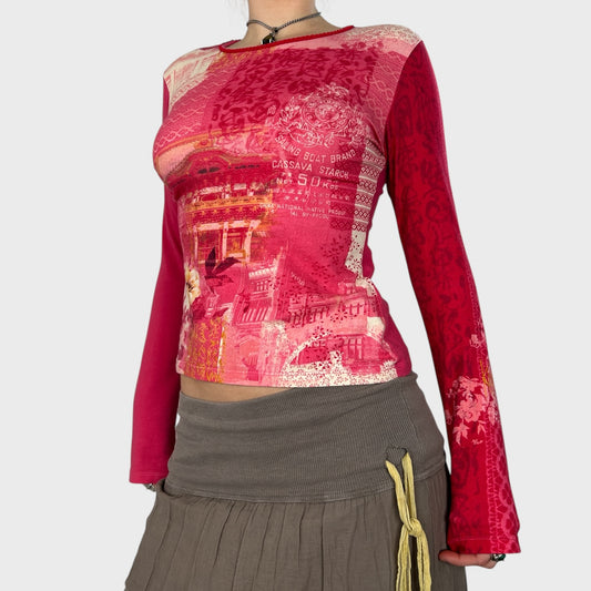 Kenzo Pink Graphic Mesh Long Sleeve - S