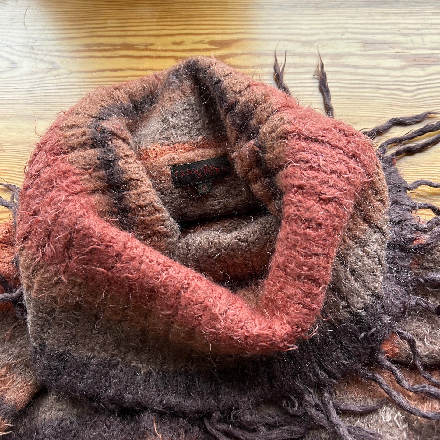 Orange Striped Wide Neck Knit Jumper - S