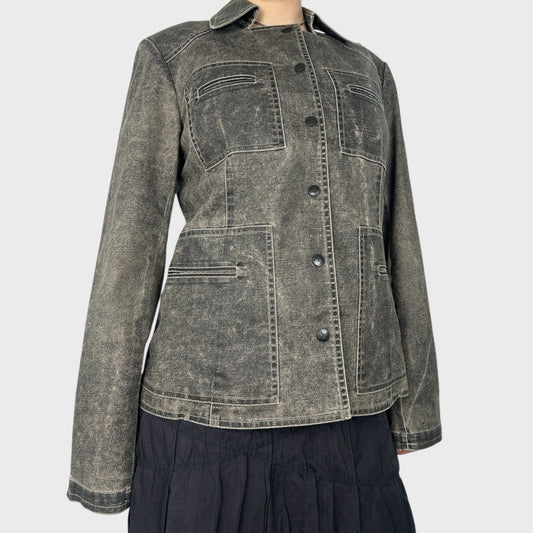 Cop Copine Grey Washed Denim Look Button Jacket - M