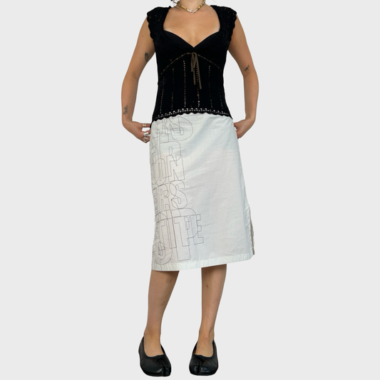 Cop Copine White Graphic Spell Out Midi Skirt - M/L