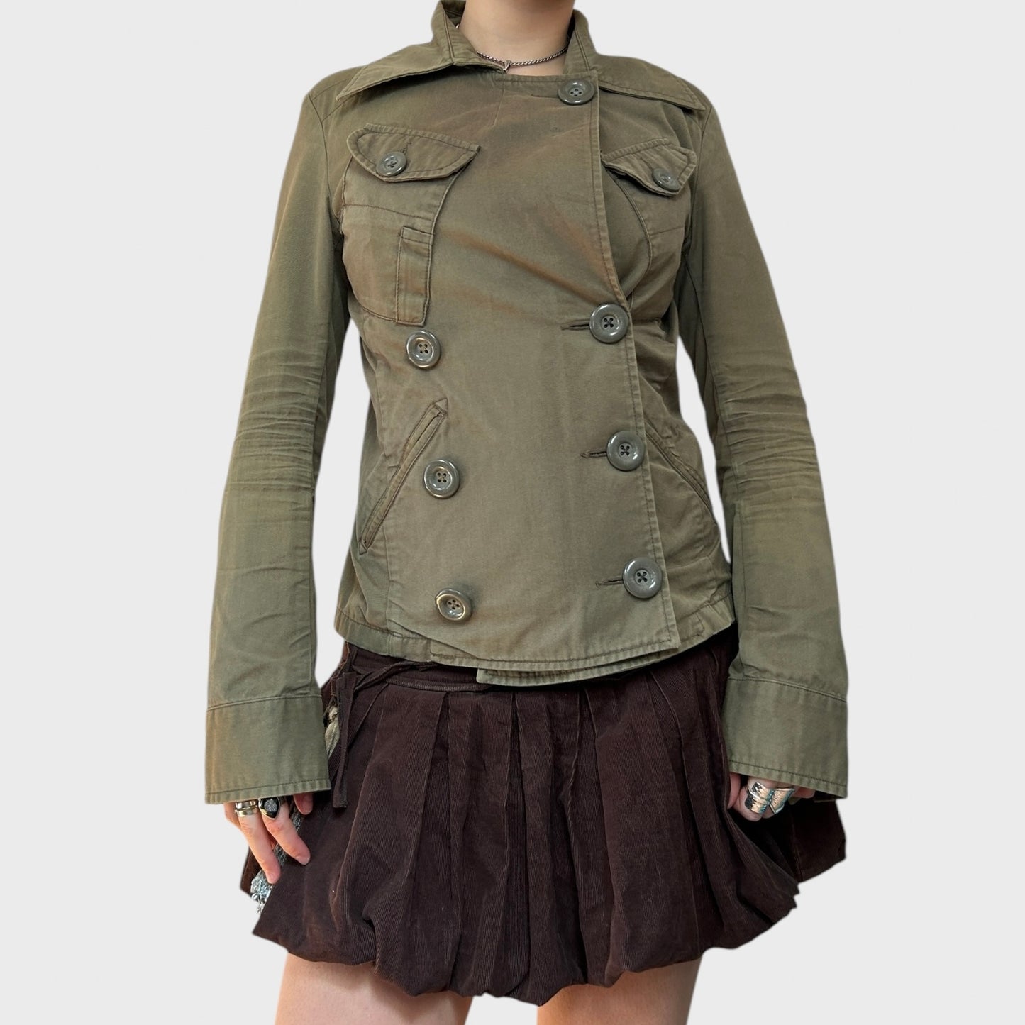 Diesel Khaki Button-Up Utility Jacket