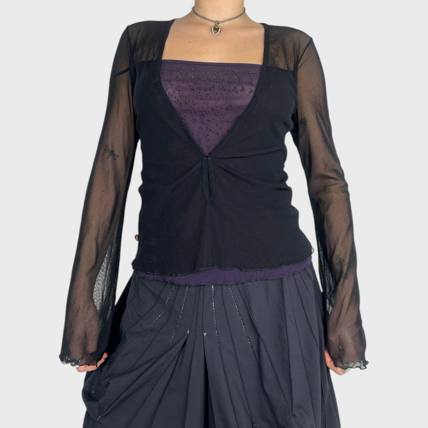 Cop Copine Double Layered Mesh Long Sleeve Top - M