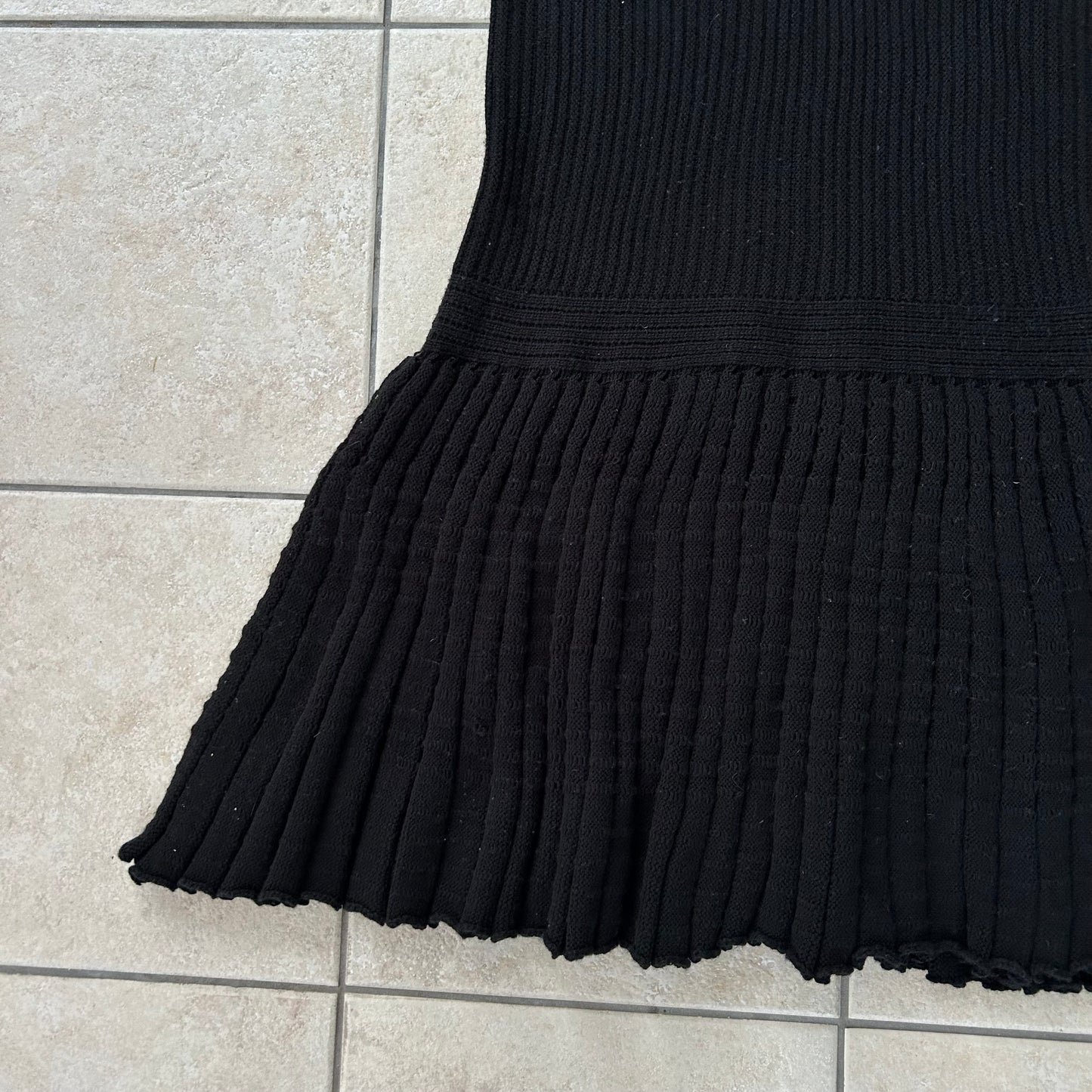 Black Knitted Drop Waist Midi Dress