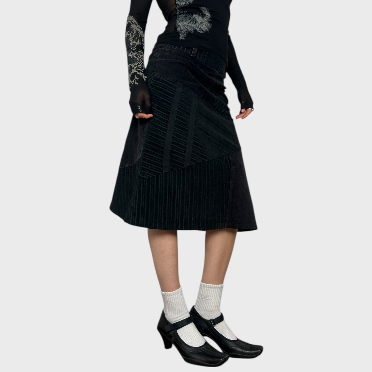 Cache Cache Corduroy Striped Midi Skirt - S/M