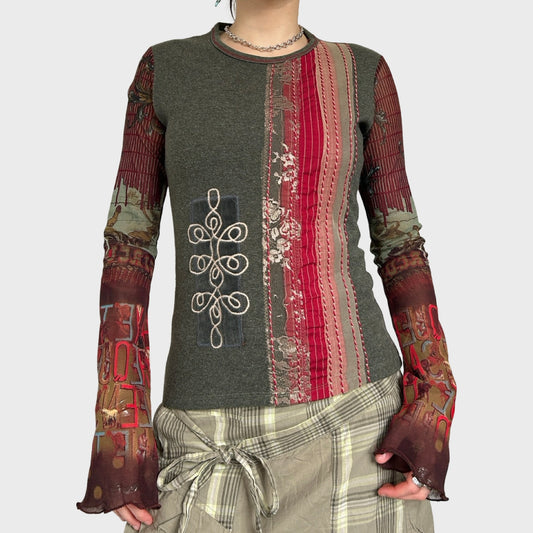 Save the Queen bi-material long sleeved top