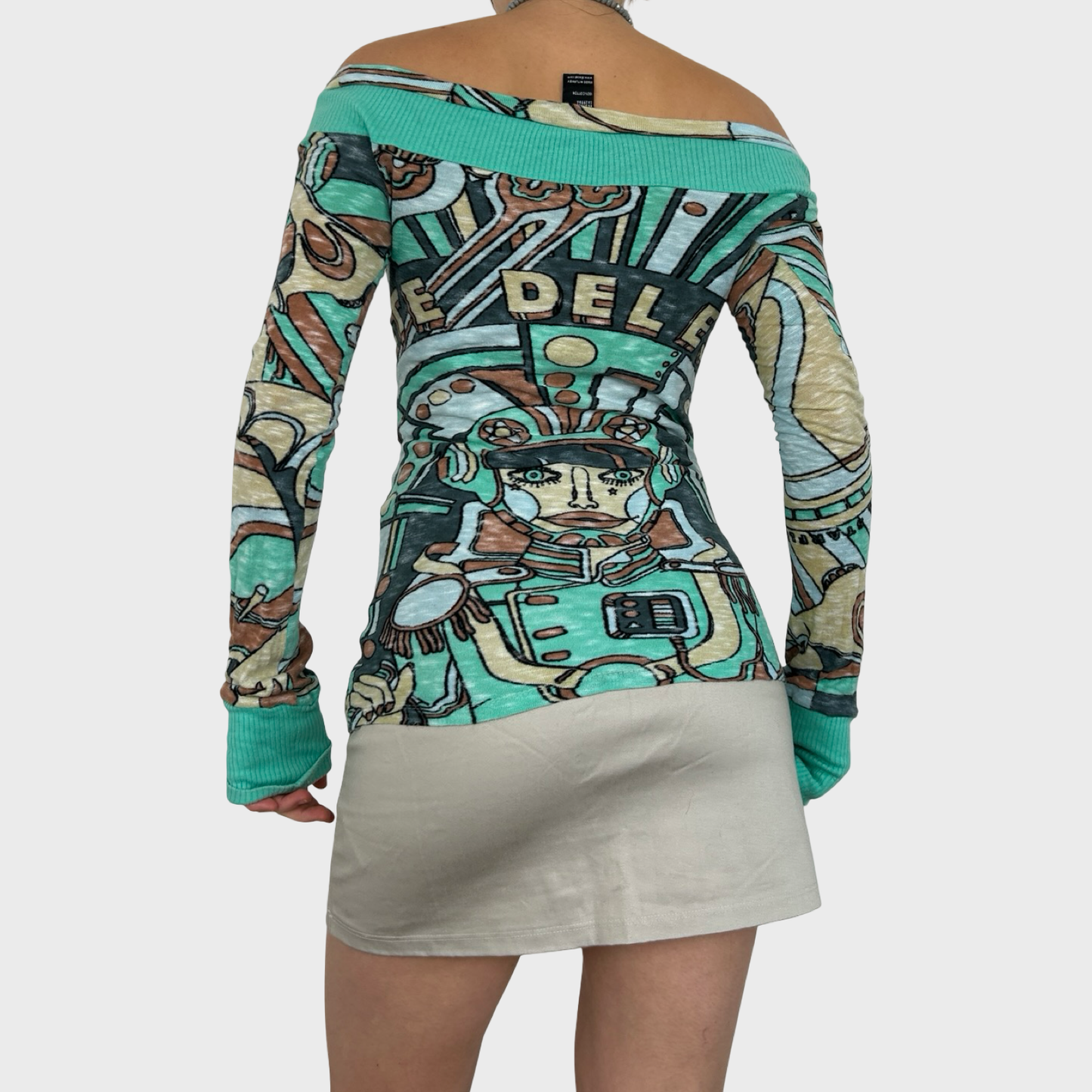 Diesel Graphic Off-Shoulder Knit - M