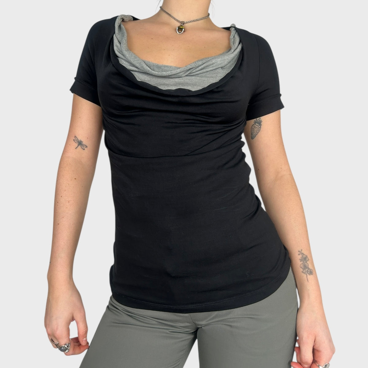 Cop Copine Cowl Neck Off-Shoulder Top - S