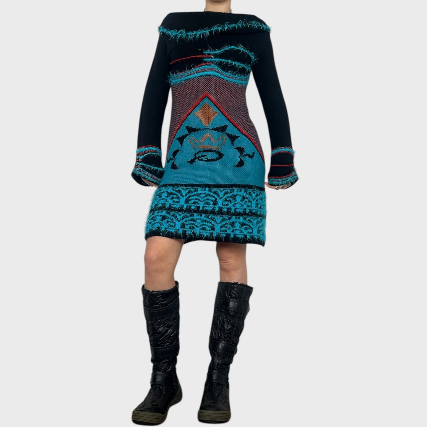 Save The Queen Graphic Knit Midi Dress - S/M