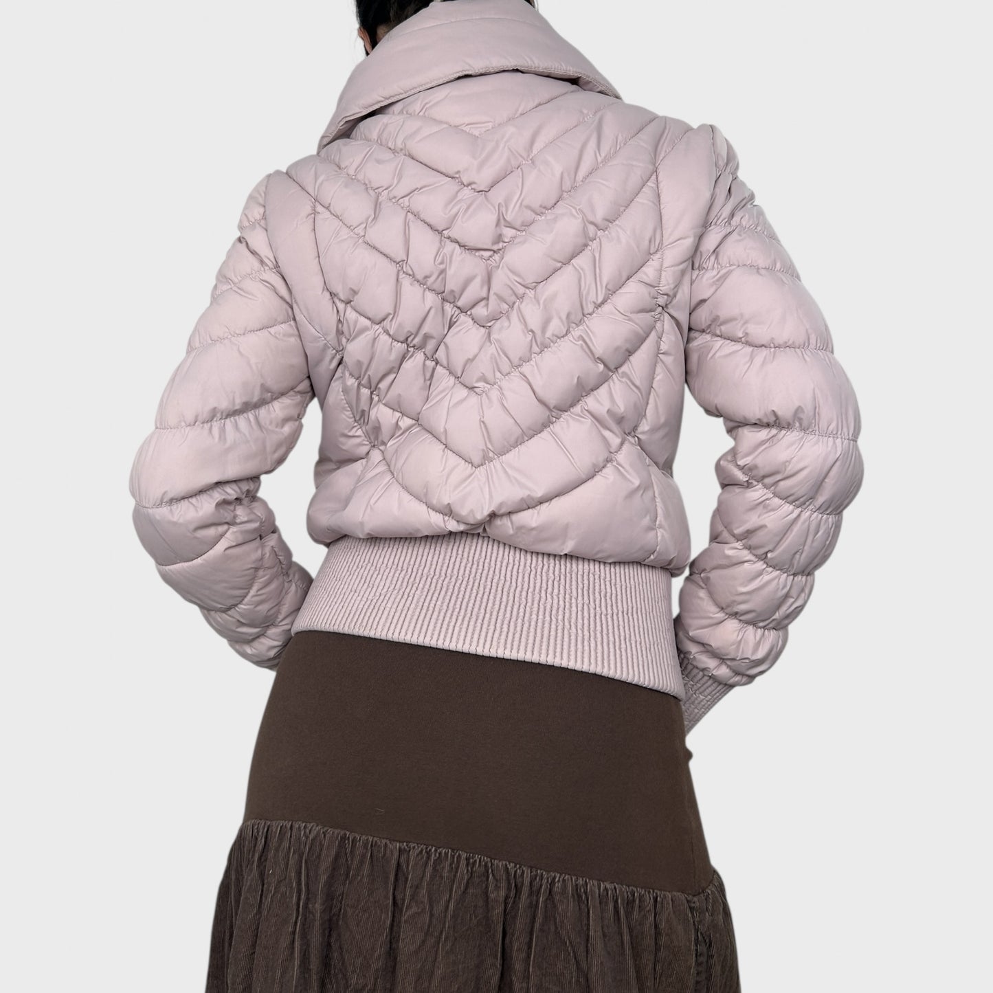 Vintage Baby Pink Puffer Bomber Jacket - S/M