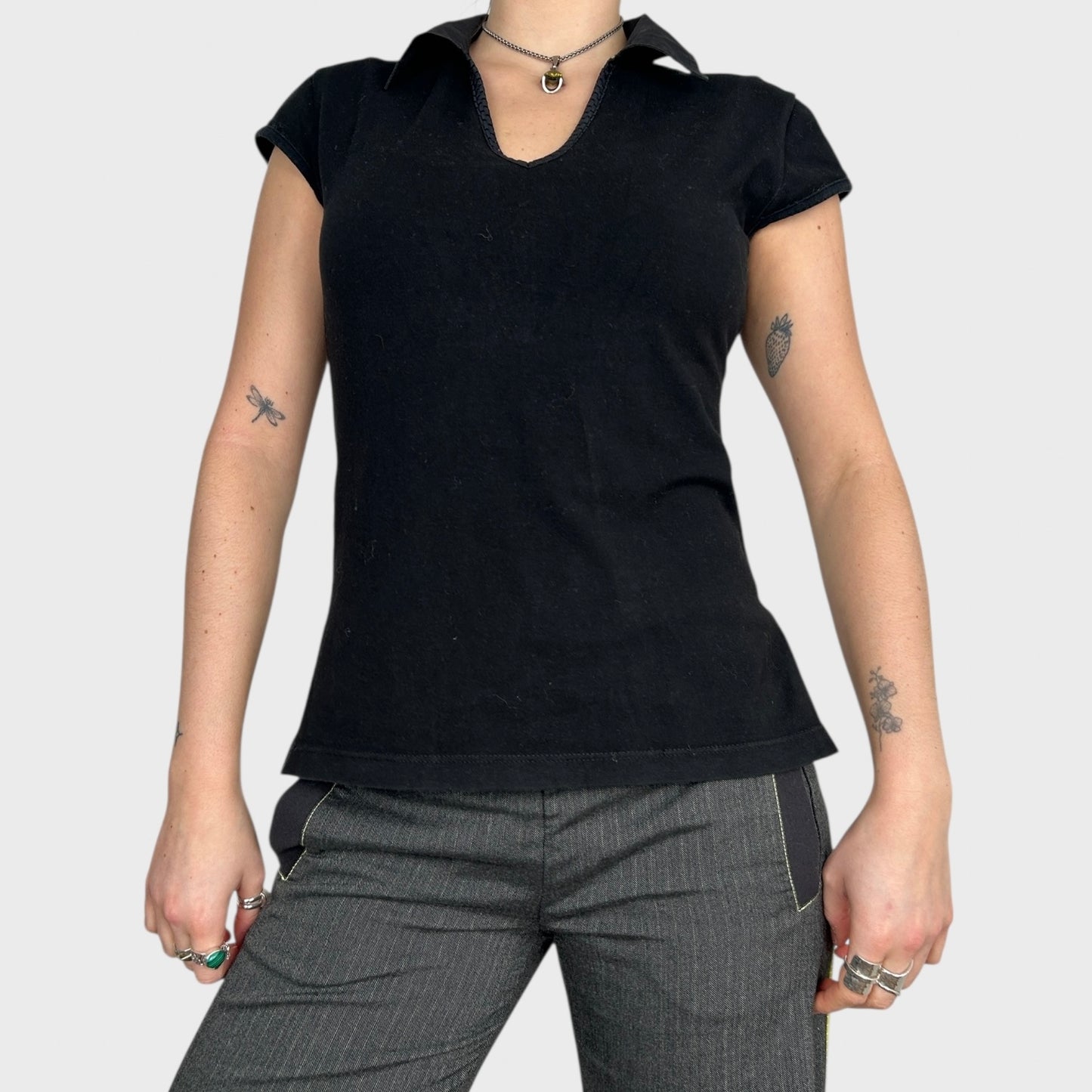 Cop Copine Black Collar T-Shirt - S