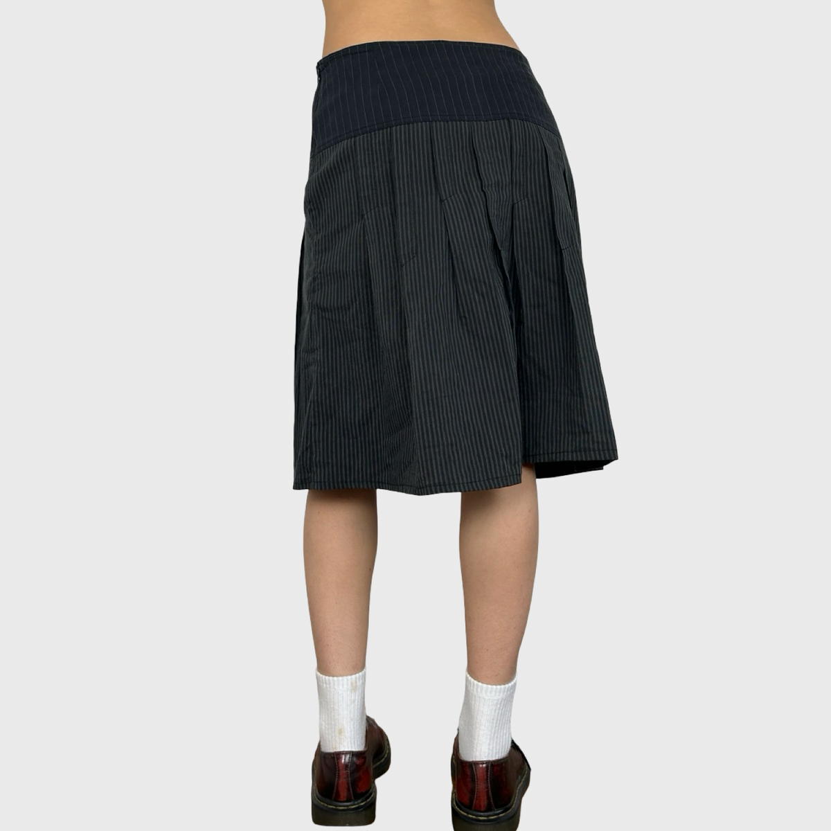 Cop Copine Grey Pinstripe Midi Skirt - L