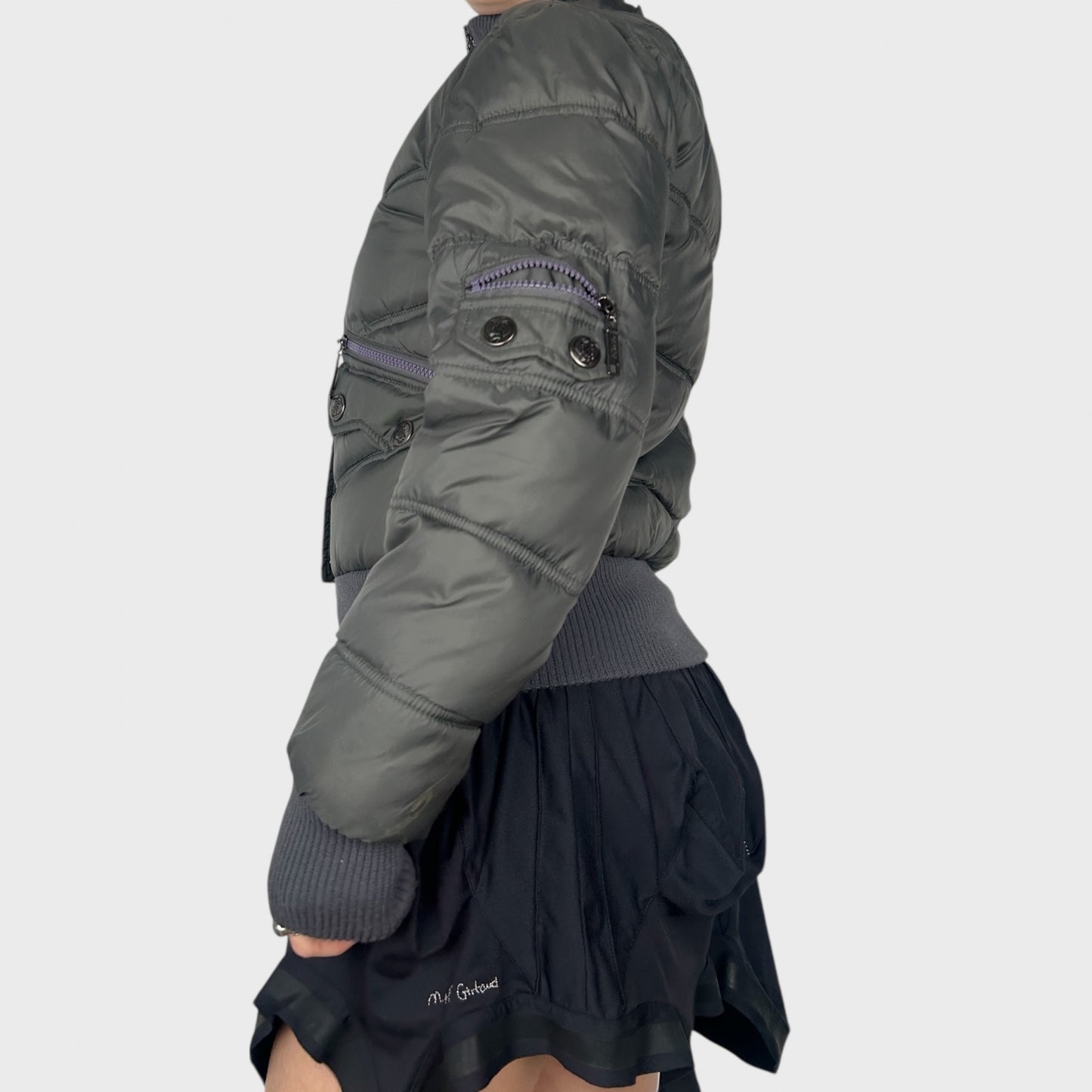 Vintage Cropped Puffer Bomber Jacket - M
