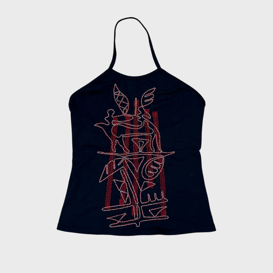 Save The Queen Graphic Halter Neck Top - M