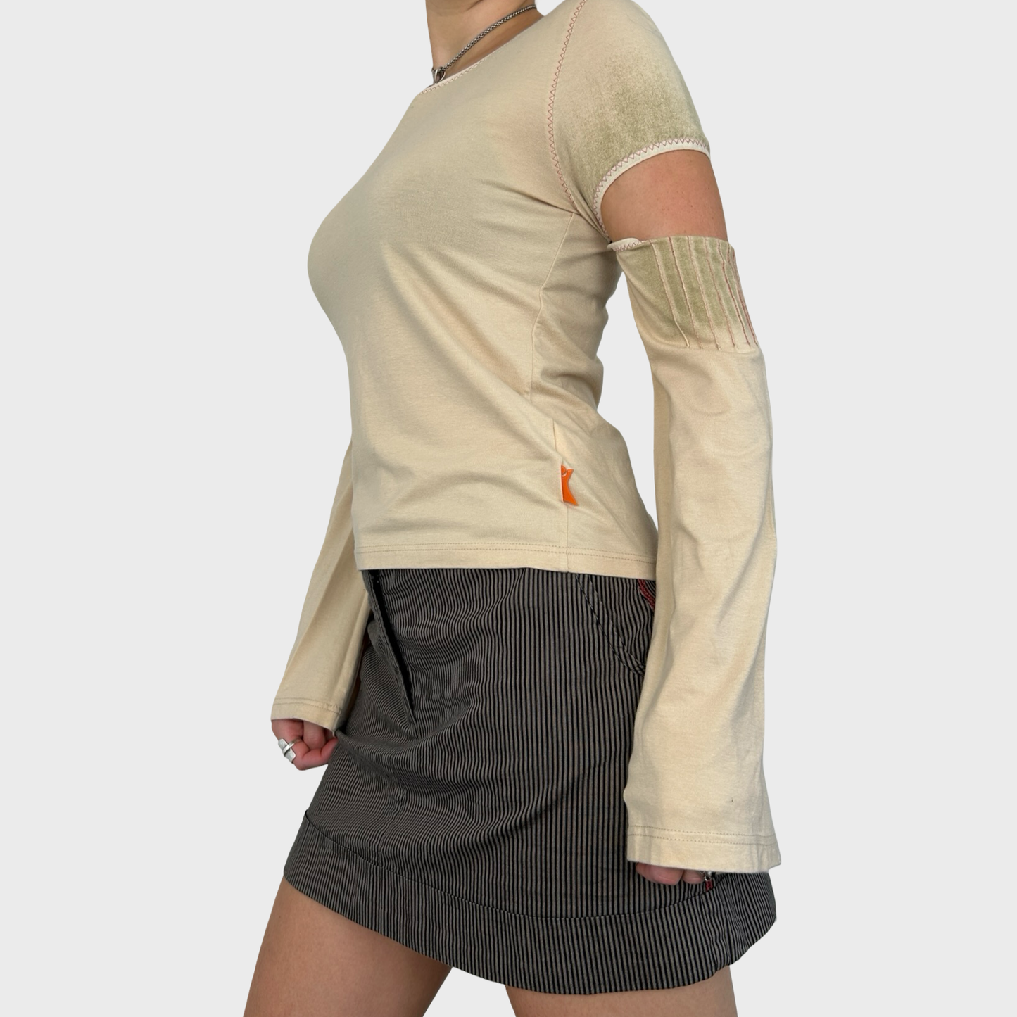 Cop Copine BNWT Beige Top with Detachable Sleeves - M