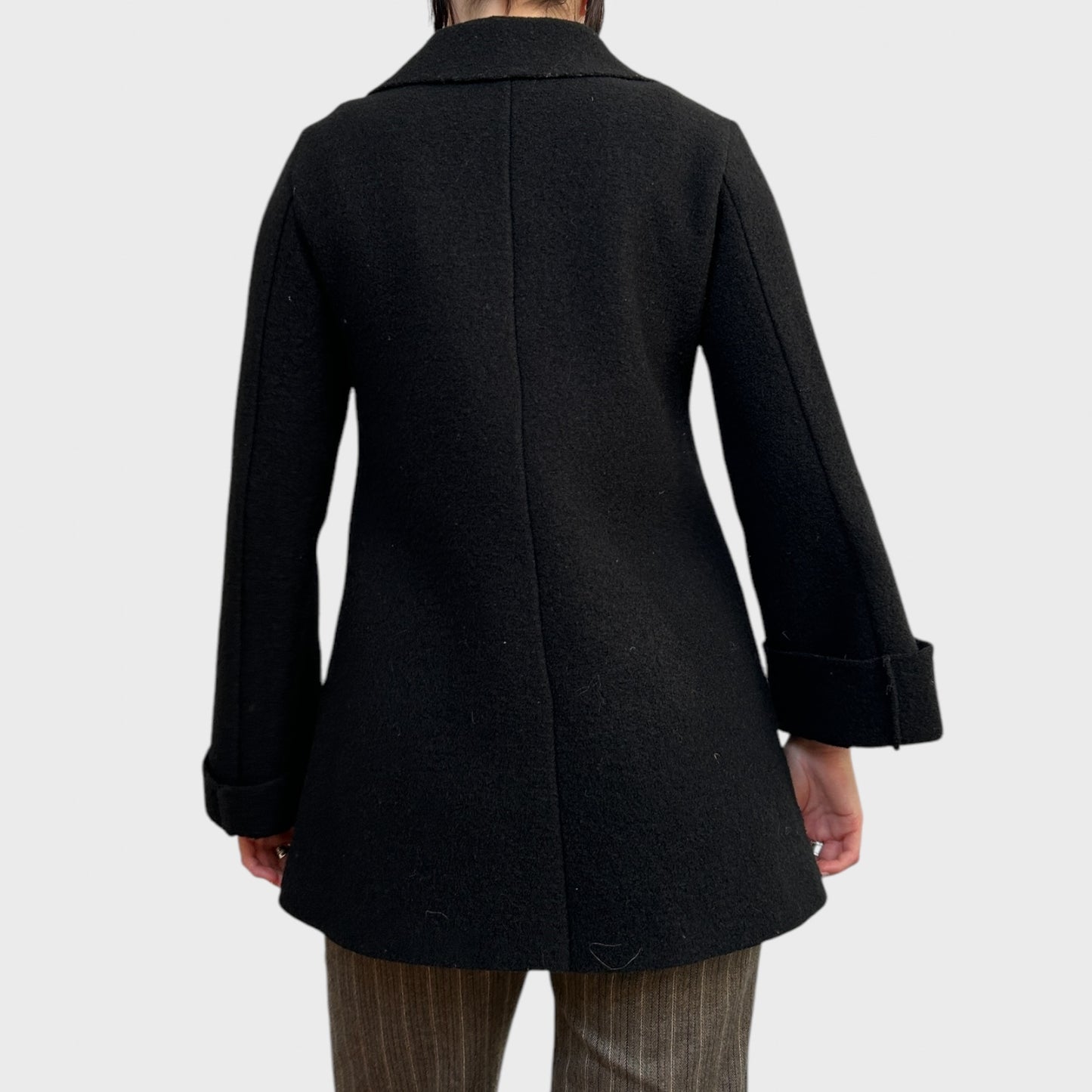 Cop Copine Black Button Wool Pea Coat