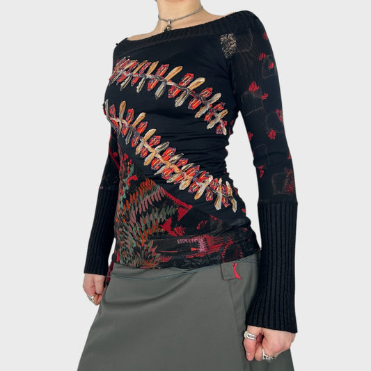 Save The Queen Mesh Long Sleeve Top - XS