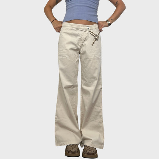 Cop Copine Buckle-Belted Wide-Leg Trousers - L