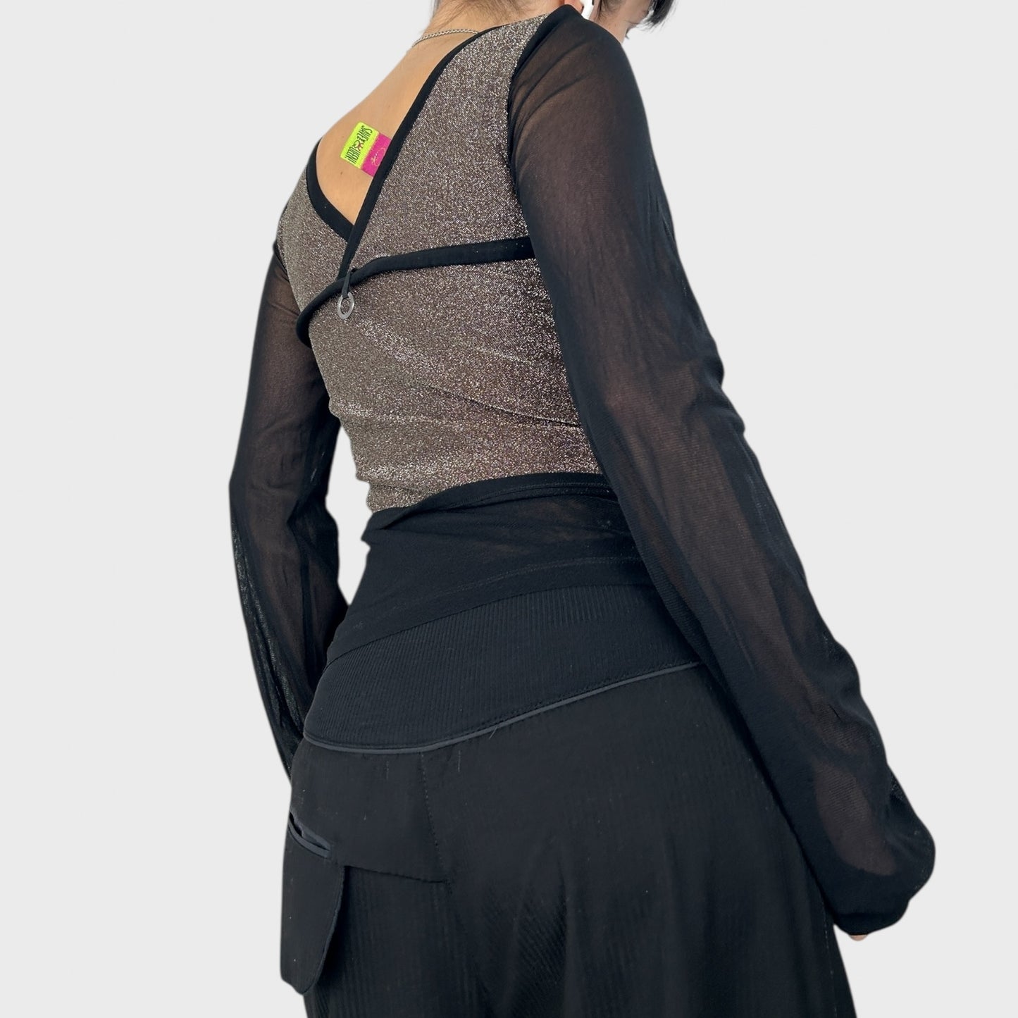 Save The Queen Graphic Mesh Long Sleeve Top - S