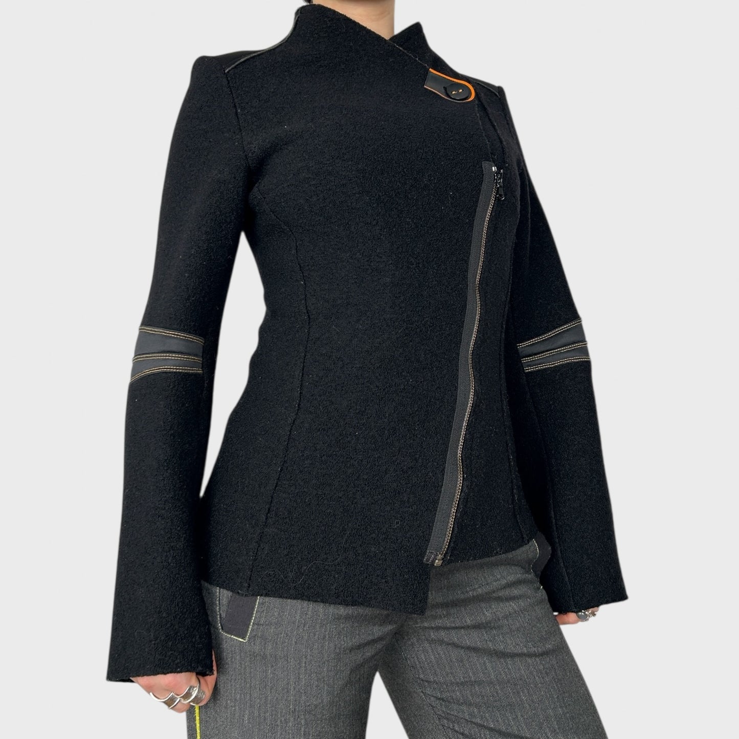 Cop Copine Asymmetric Zip Coat - S/M