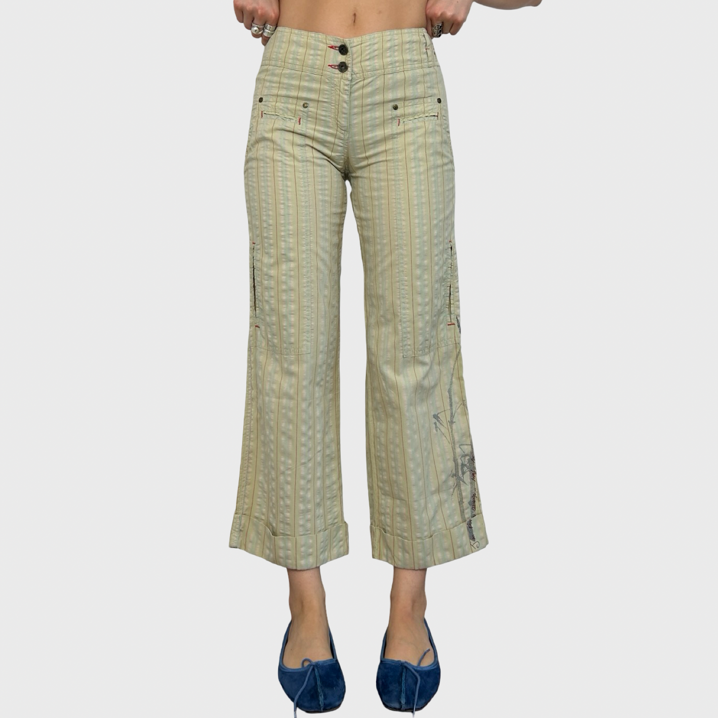 Cop Copine Striped Capri Trousers - XS/S