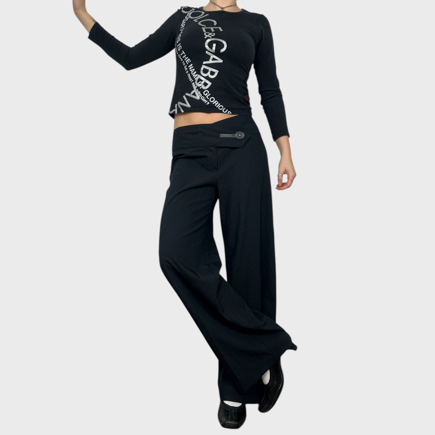 Cop Copine Pinstripe Wide Leg Trousers - M/L