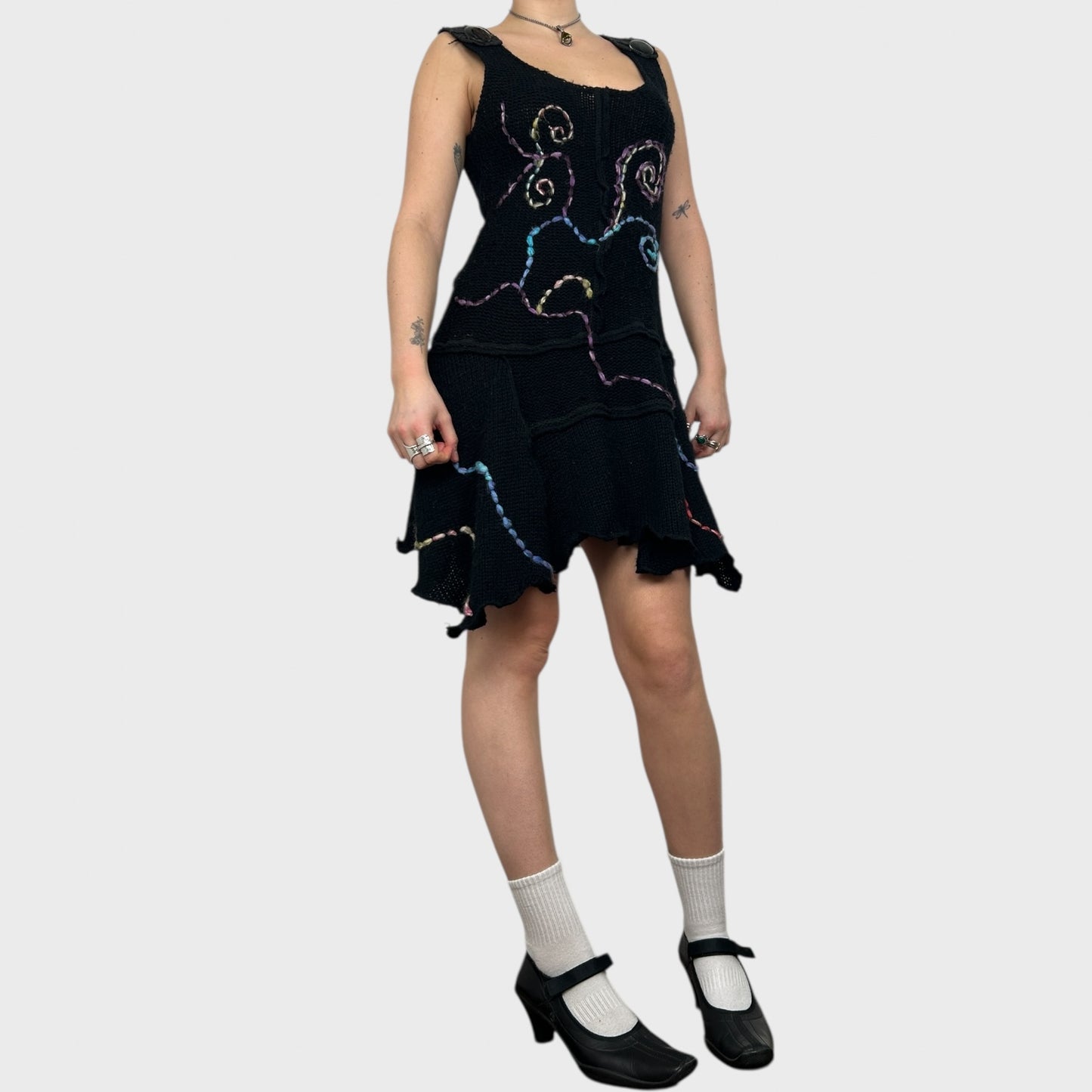 Vintage Knit Swirl Mini Dress - M