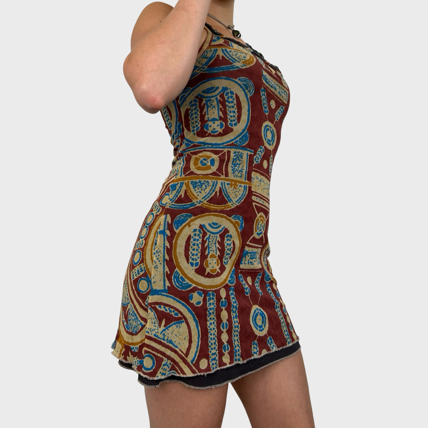 Save The Queen Graphic Mesh Mini Dress - S/M