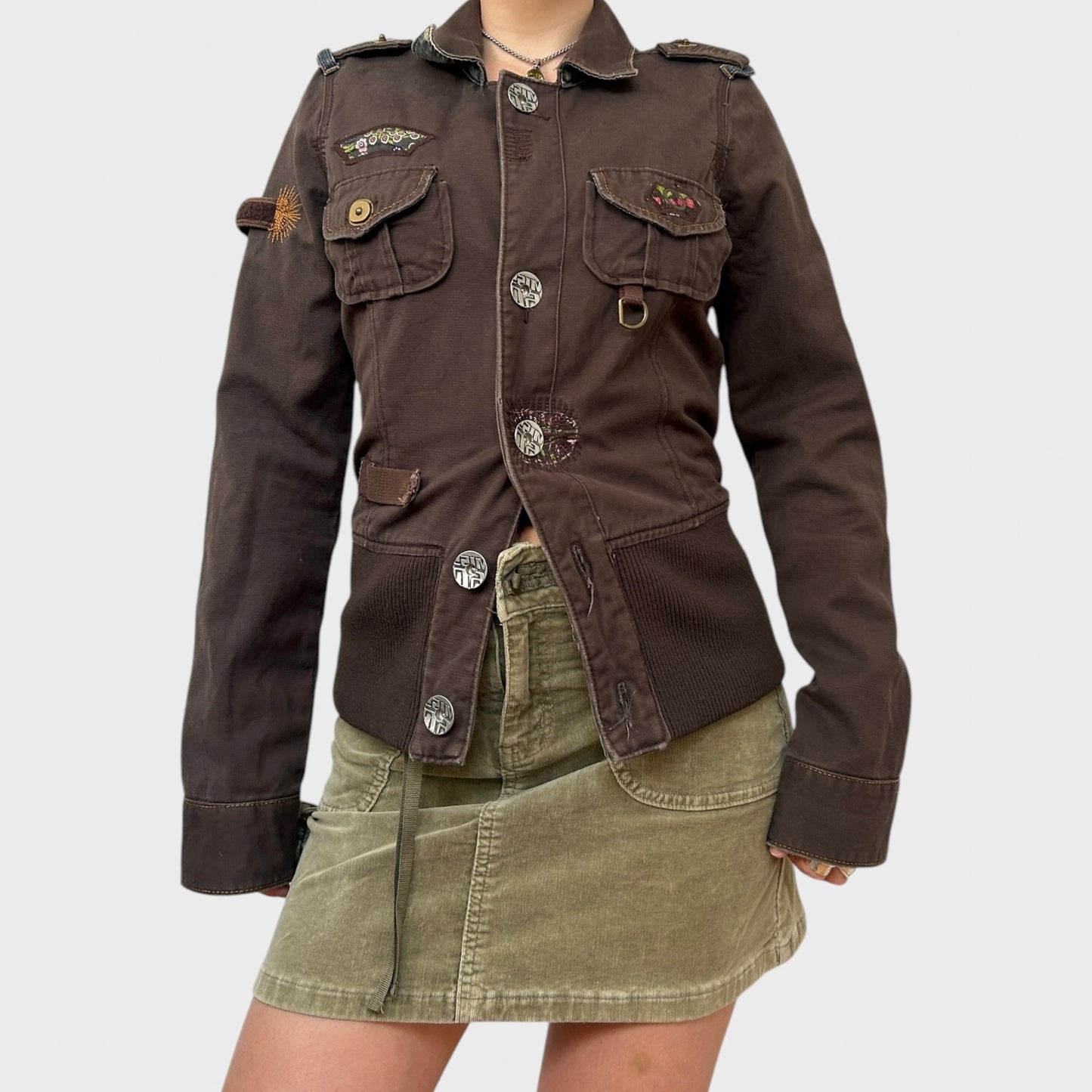 Vintage Brown Miss Sixty Utility Bomber Jacket