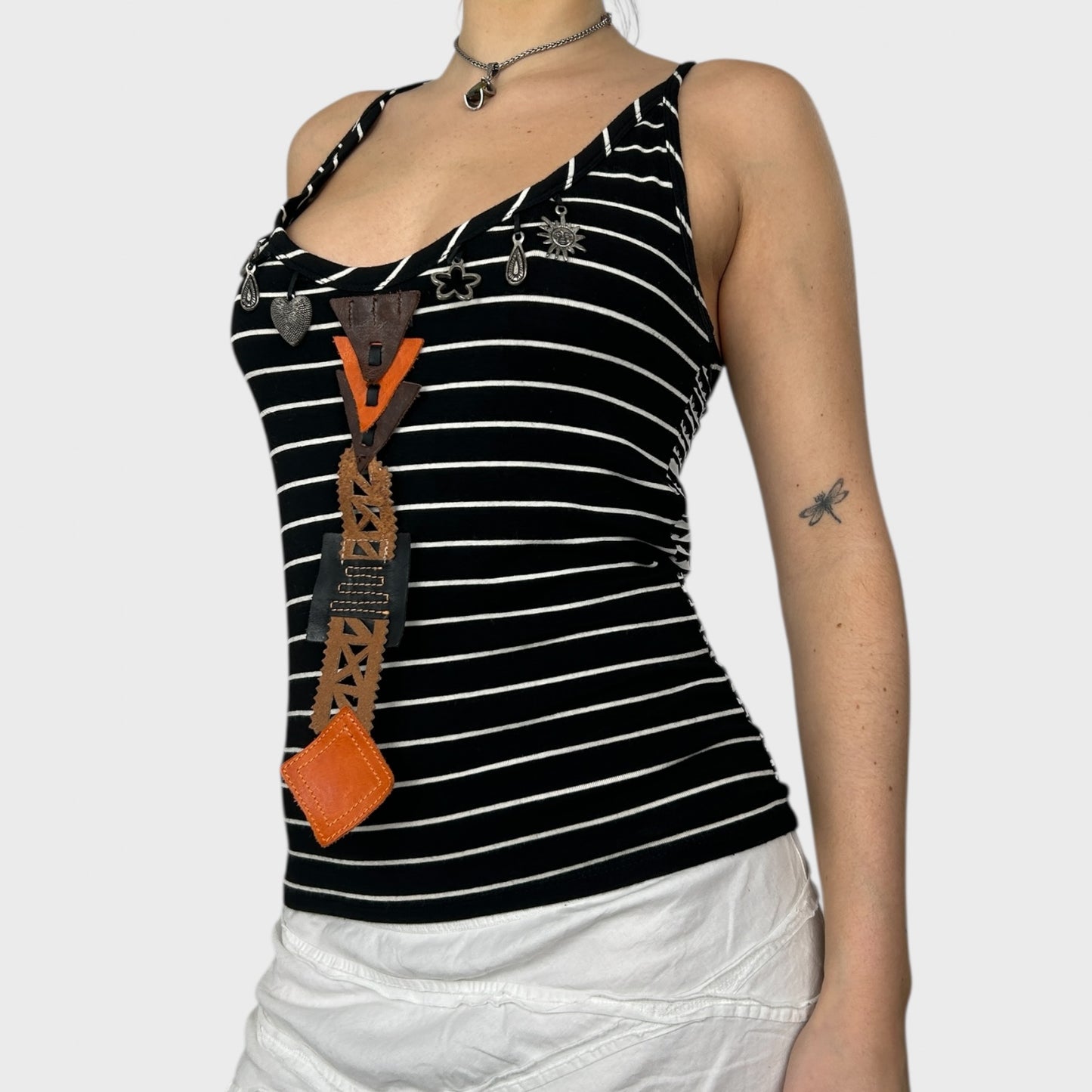 Save the Queen Striped Crossover Strap Tank - M/L