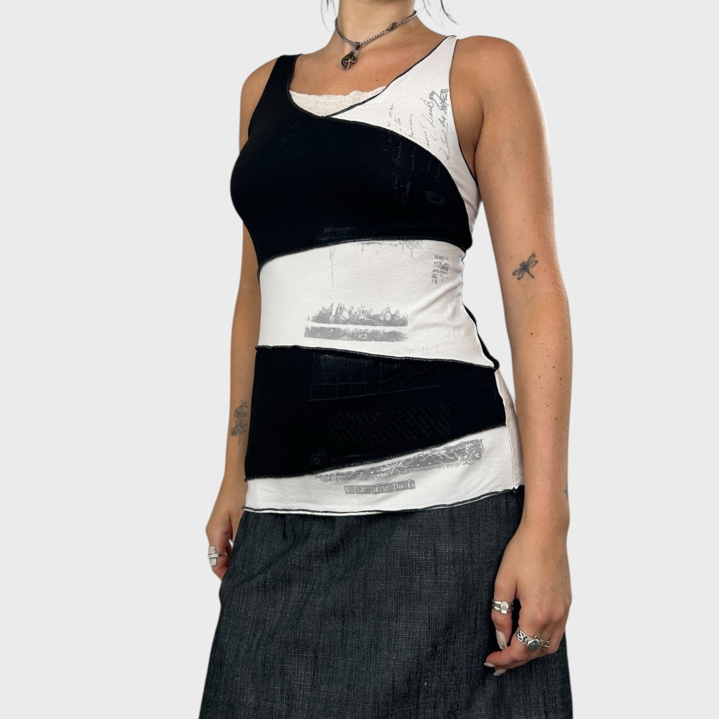 Cop Copine Graphic Monochrome Tank Top - L
