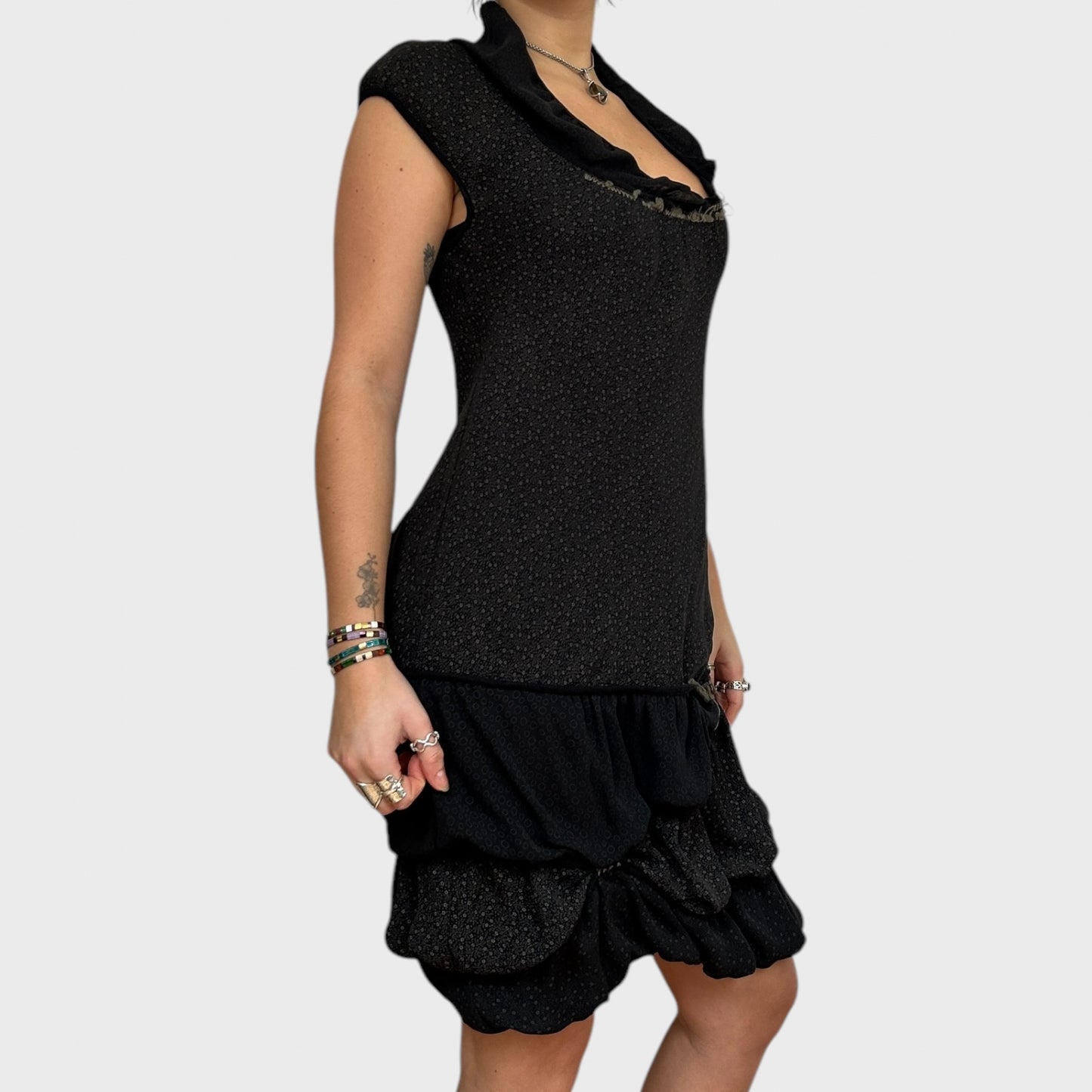 Vintage Cop Copine Ruched Midi Dress