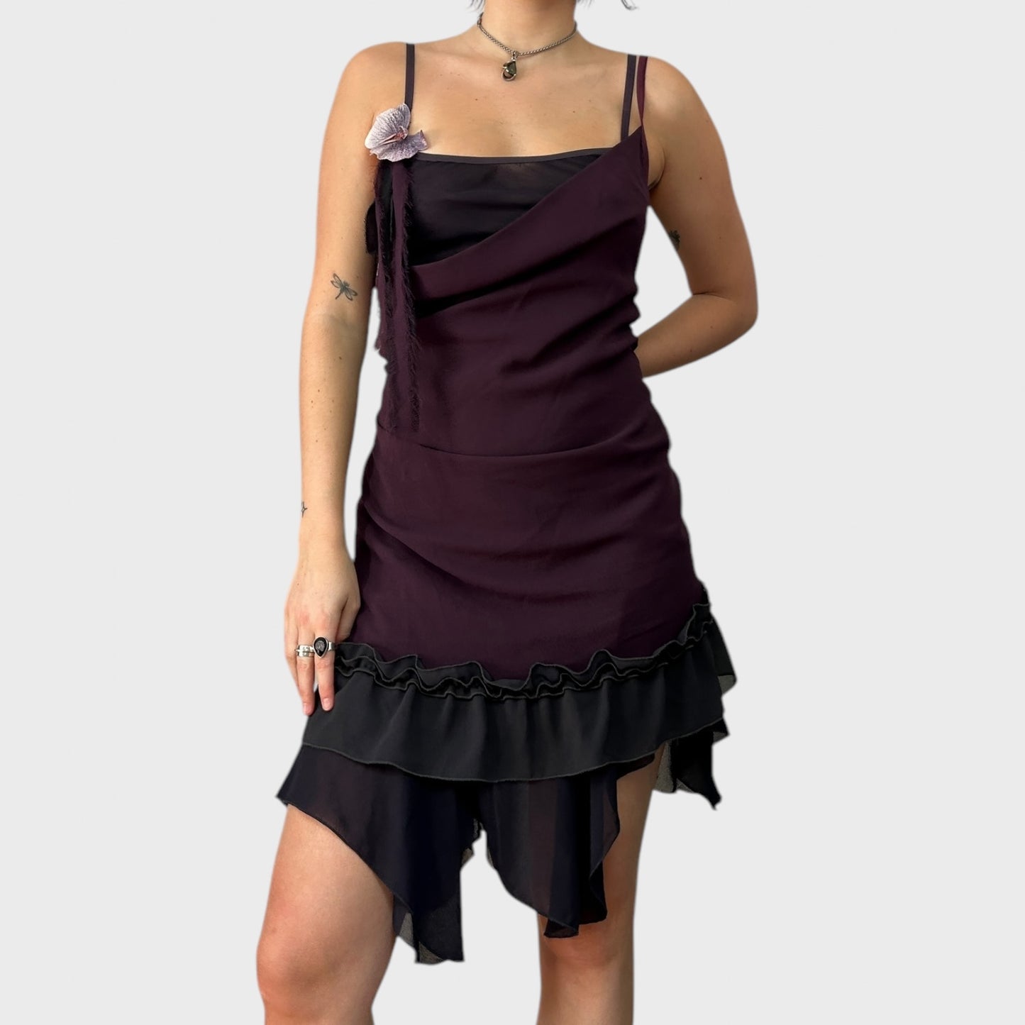 Cop Copine Purple Double Layered Ruffle Dress