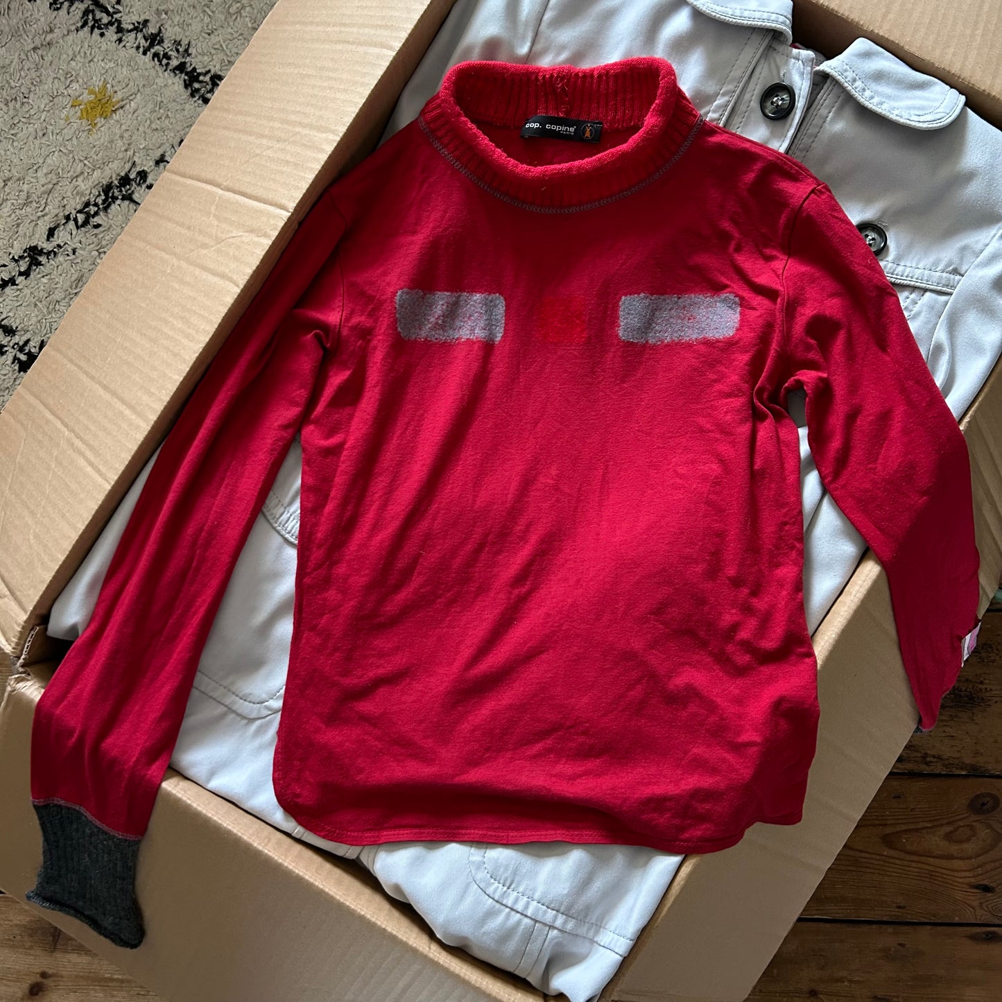 Cop Copine Red Bi-Material Graphic Long Sleeve - S