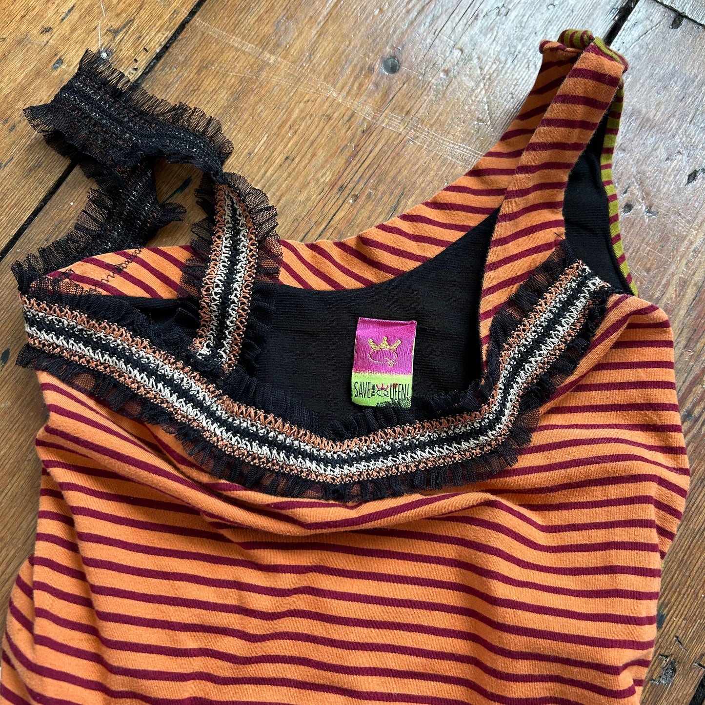 Save the Queen Striped One Shoulder Top - S/M