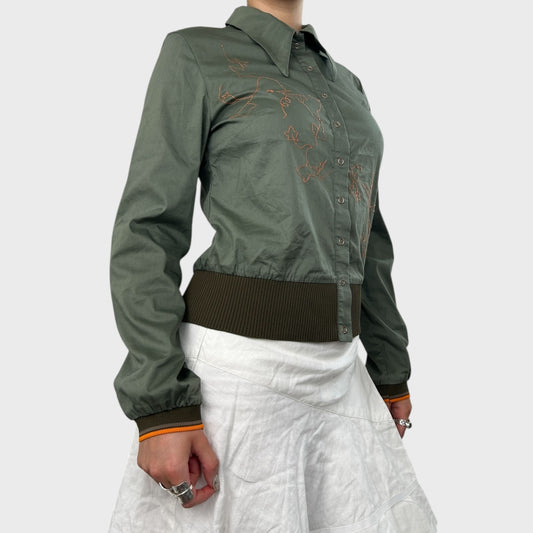 Cop Copine Khaki Collared Button-Up Blouse - M