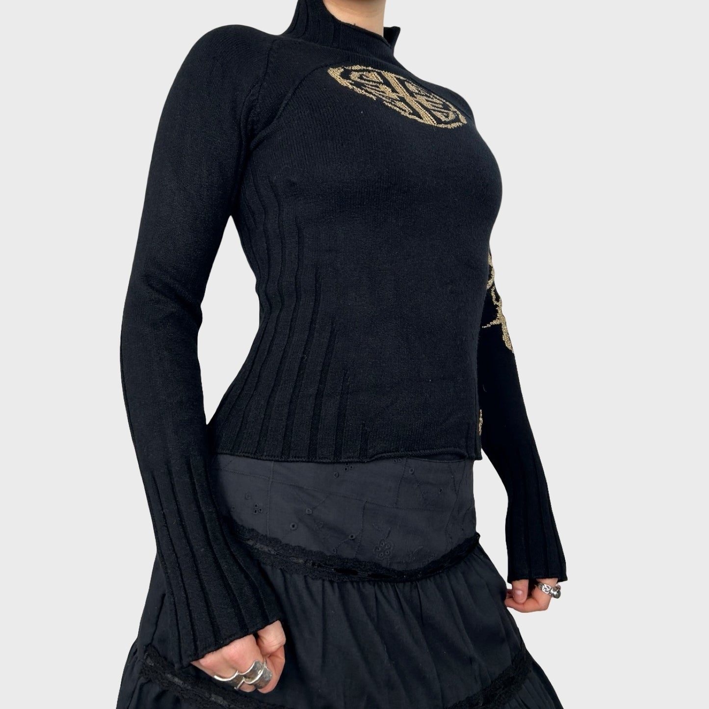 Roberto Cavalli Black & Gold Knit Jumper - S/M