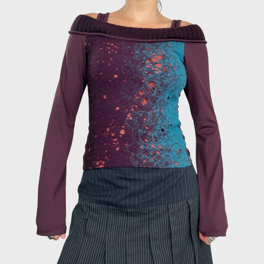 Save the Queen Purple Knit Jumper Top - XS