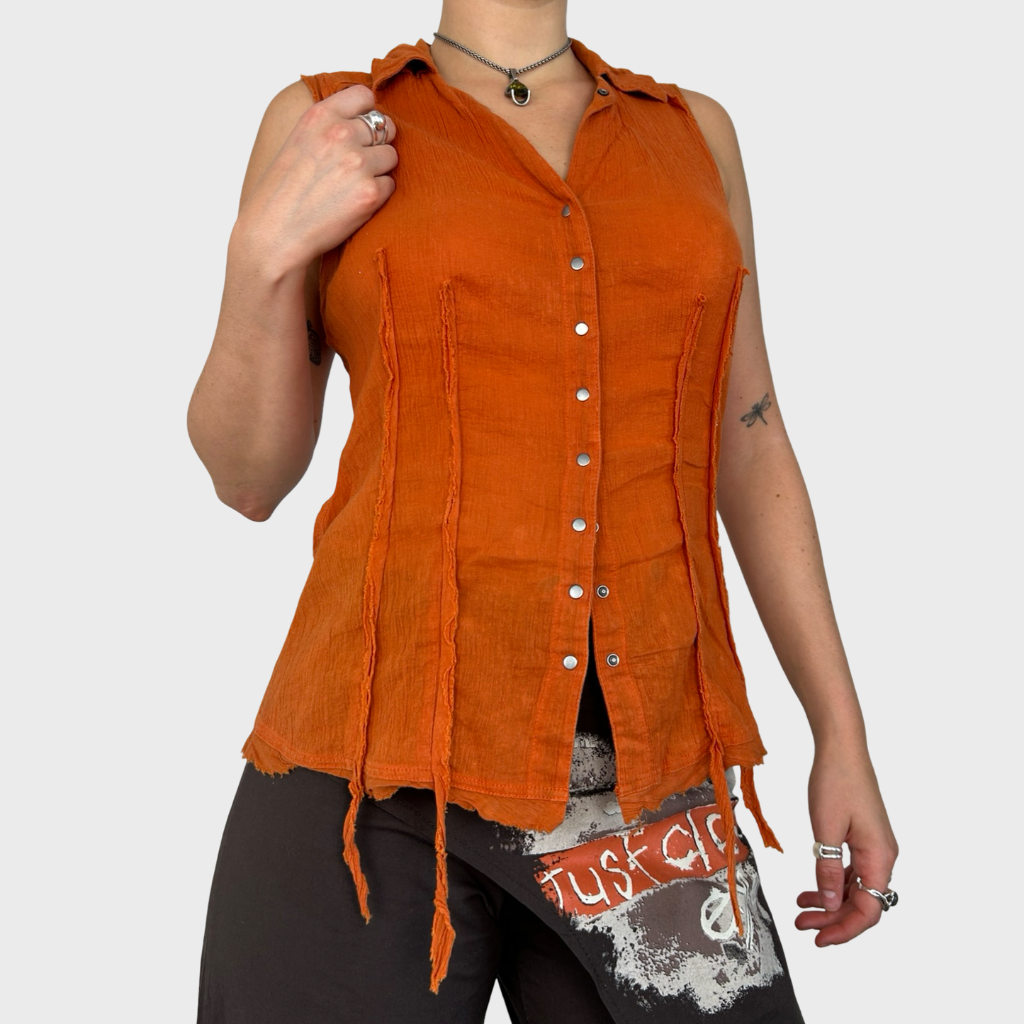 Cop Copine Orange Sleeveless Blouse - S/M