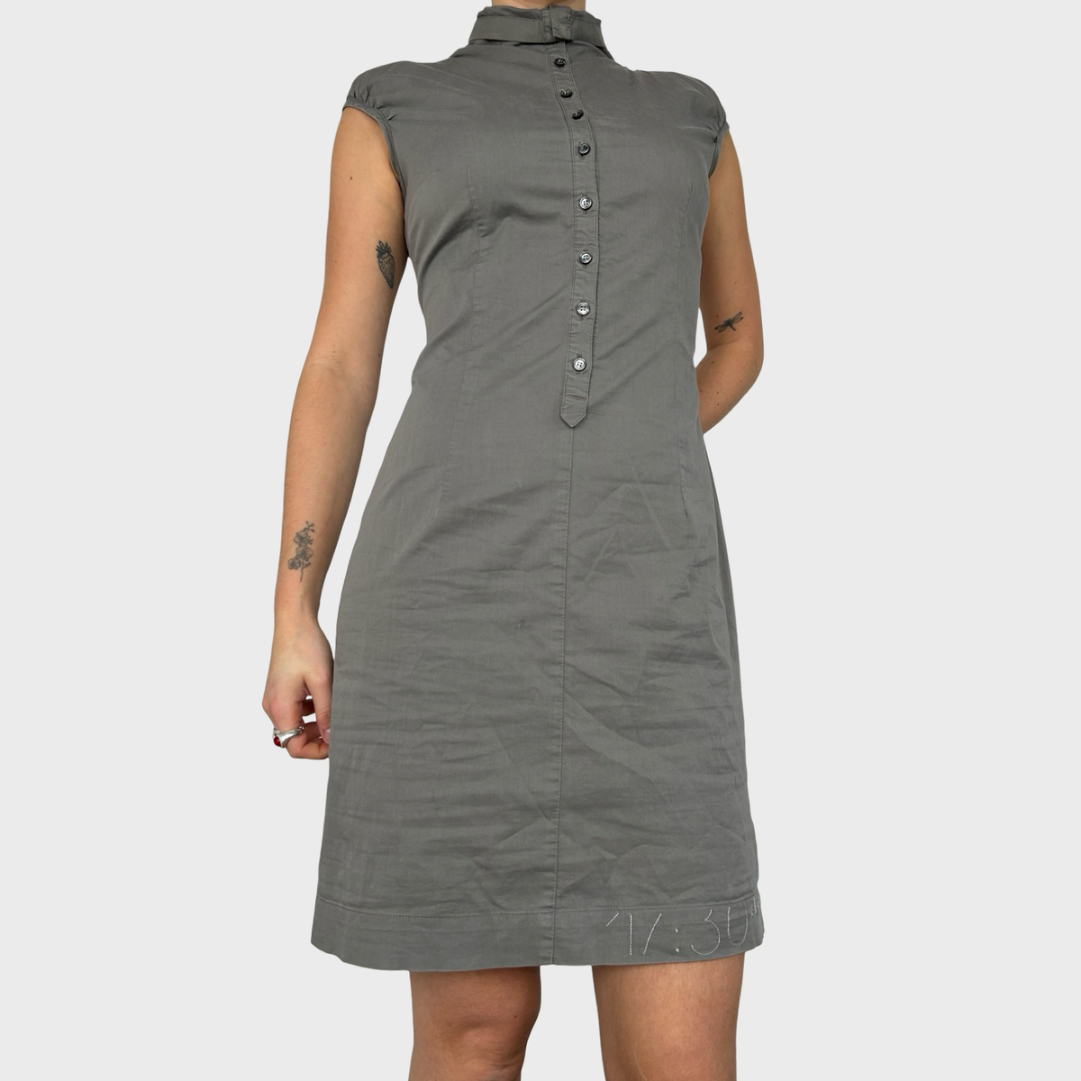 Cop Copine High Neck Button Dress - S/M