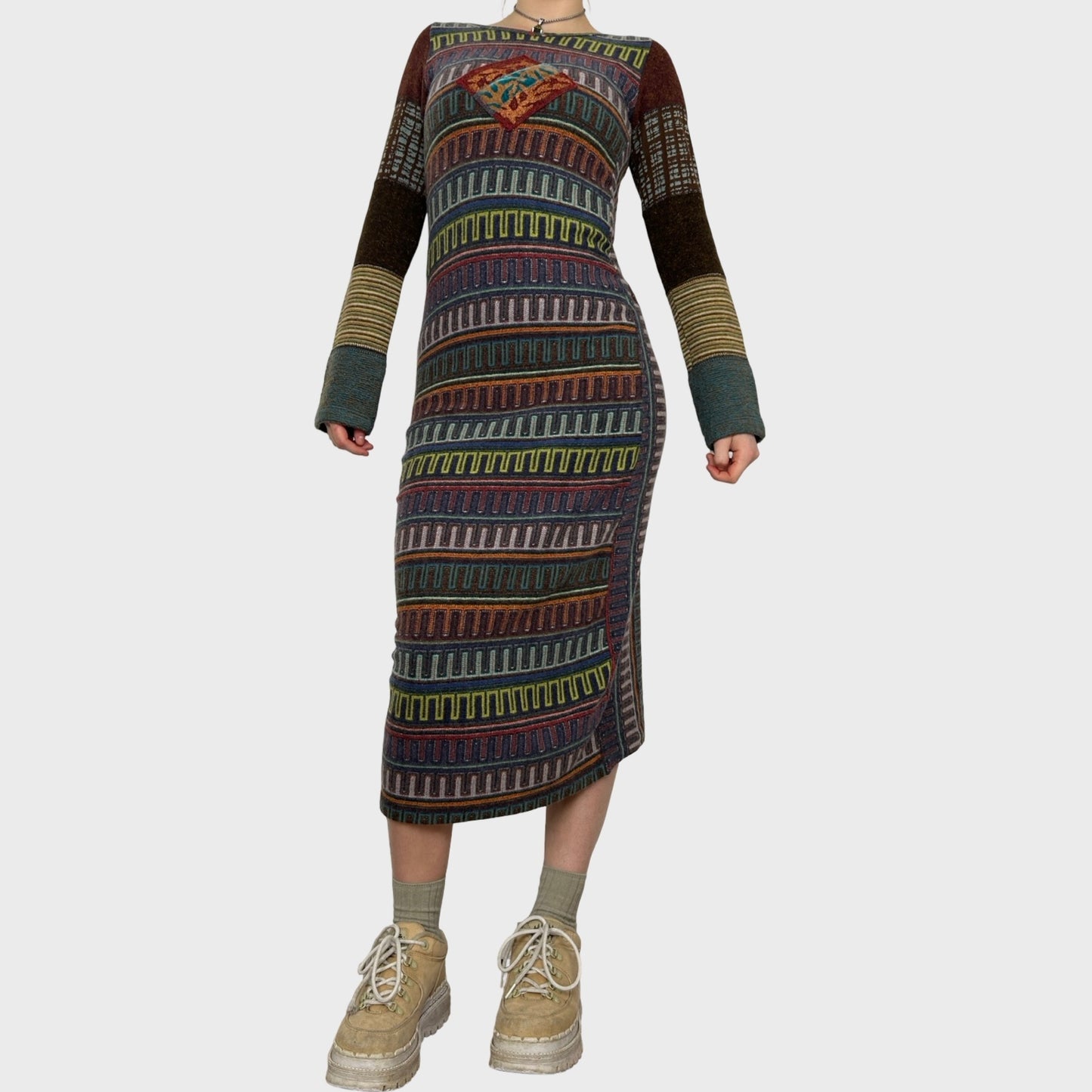 Save The Queen Graphic Knit Mini Dress - S