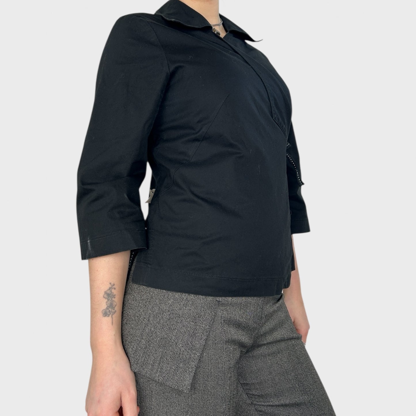Cop Copine Black Tie Front Shirt - S/M