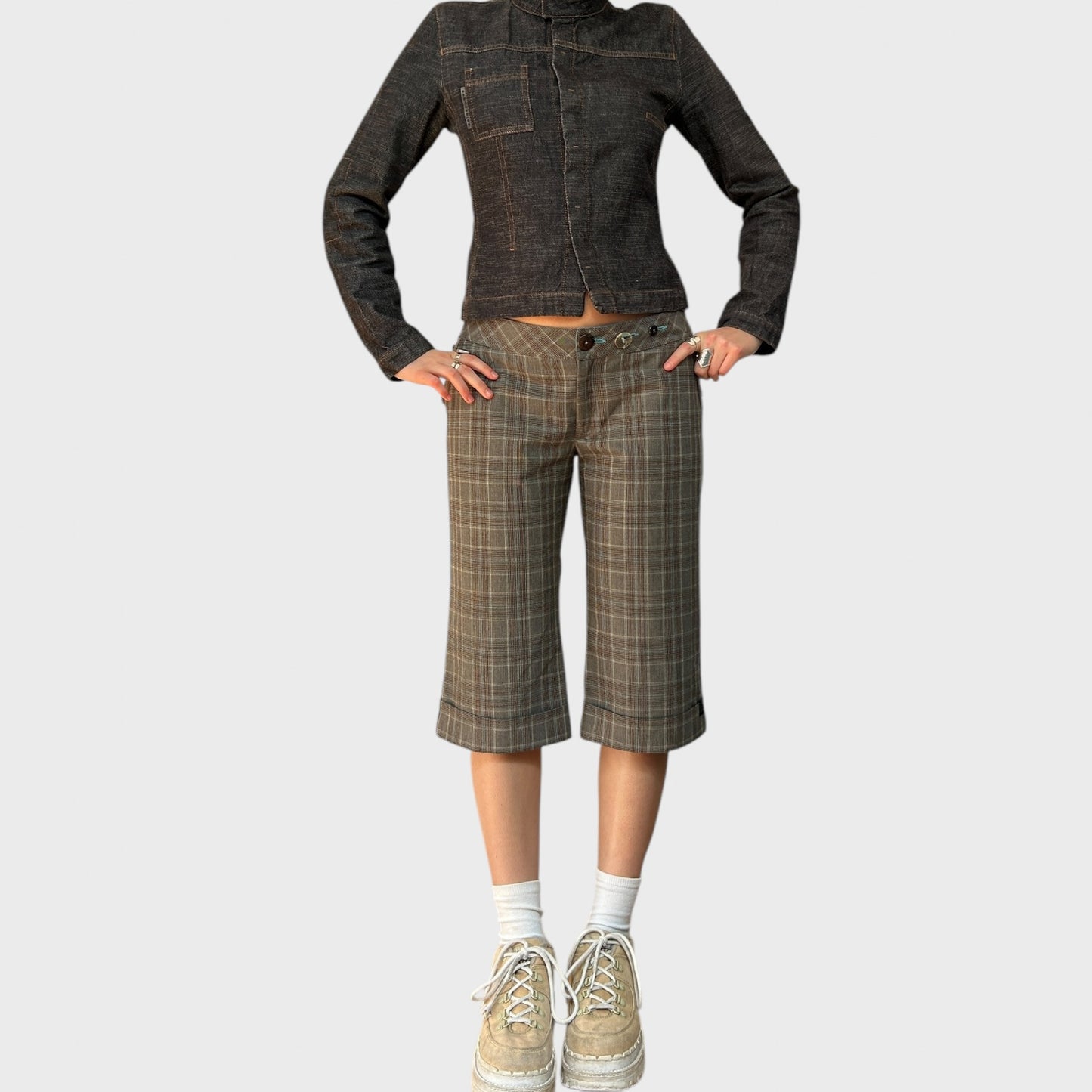 Cop Copine Check Capri Pants