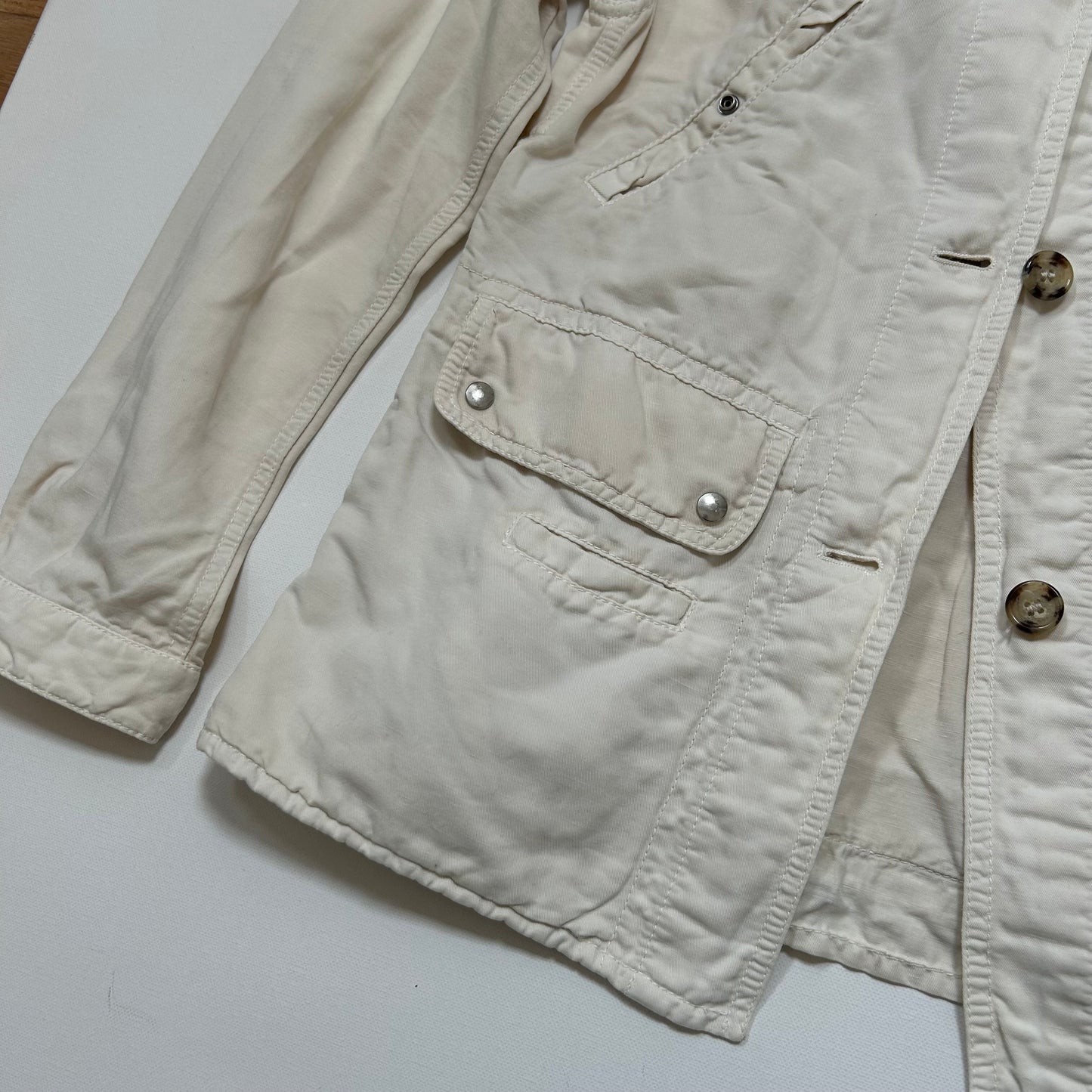 Vintage Prada Sport Red Label Cream Linen Button Jacket