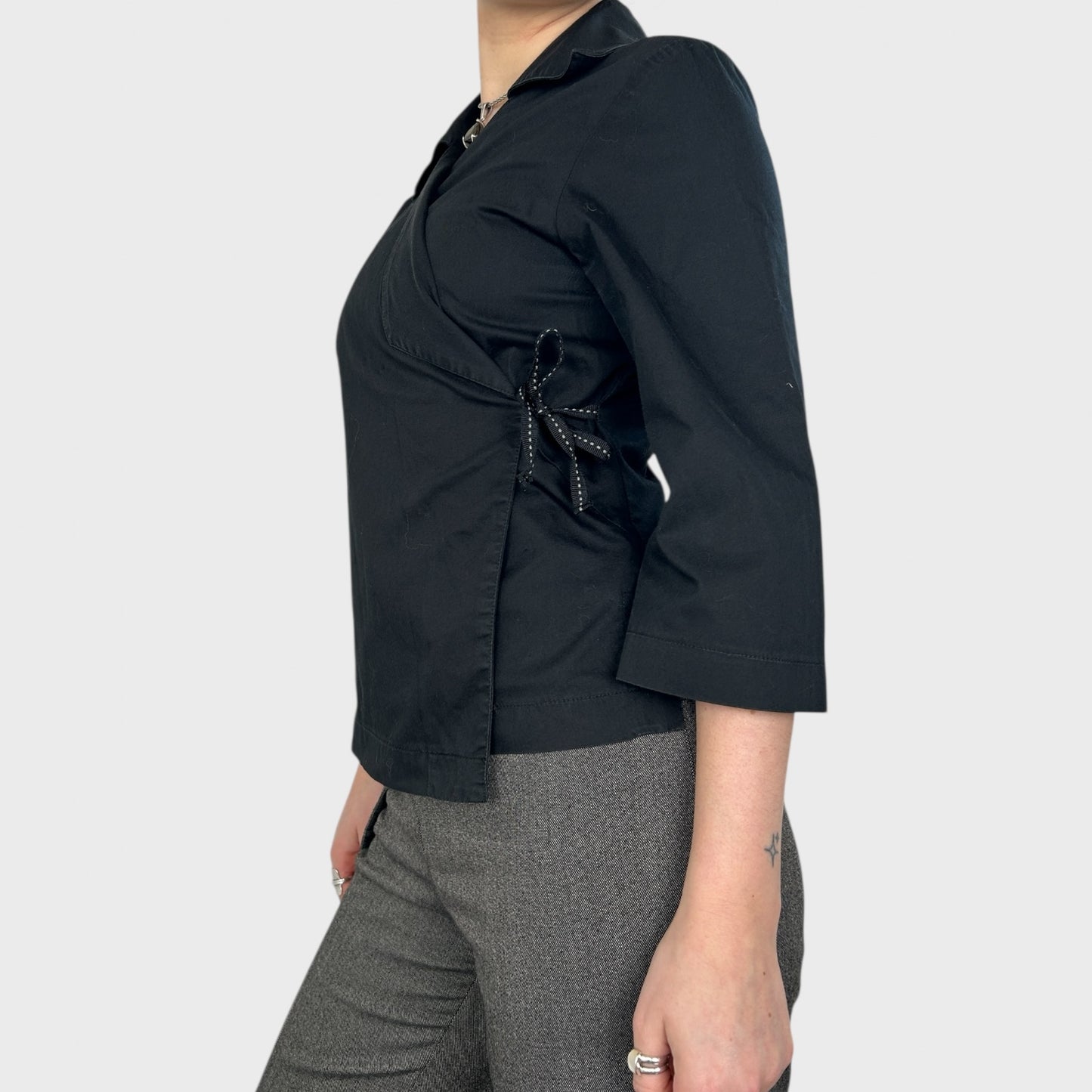 Cop Copine Black Tie Front Shirt - S/M