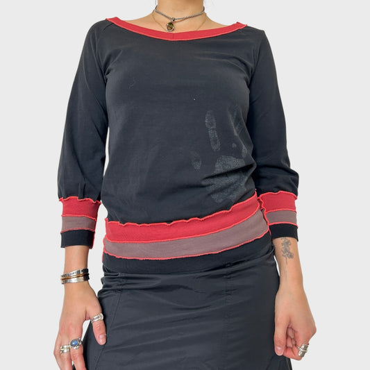 Cop Copine Black & Red Slouchy Graphic Top - Size S