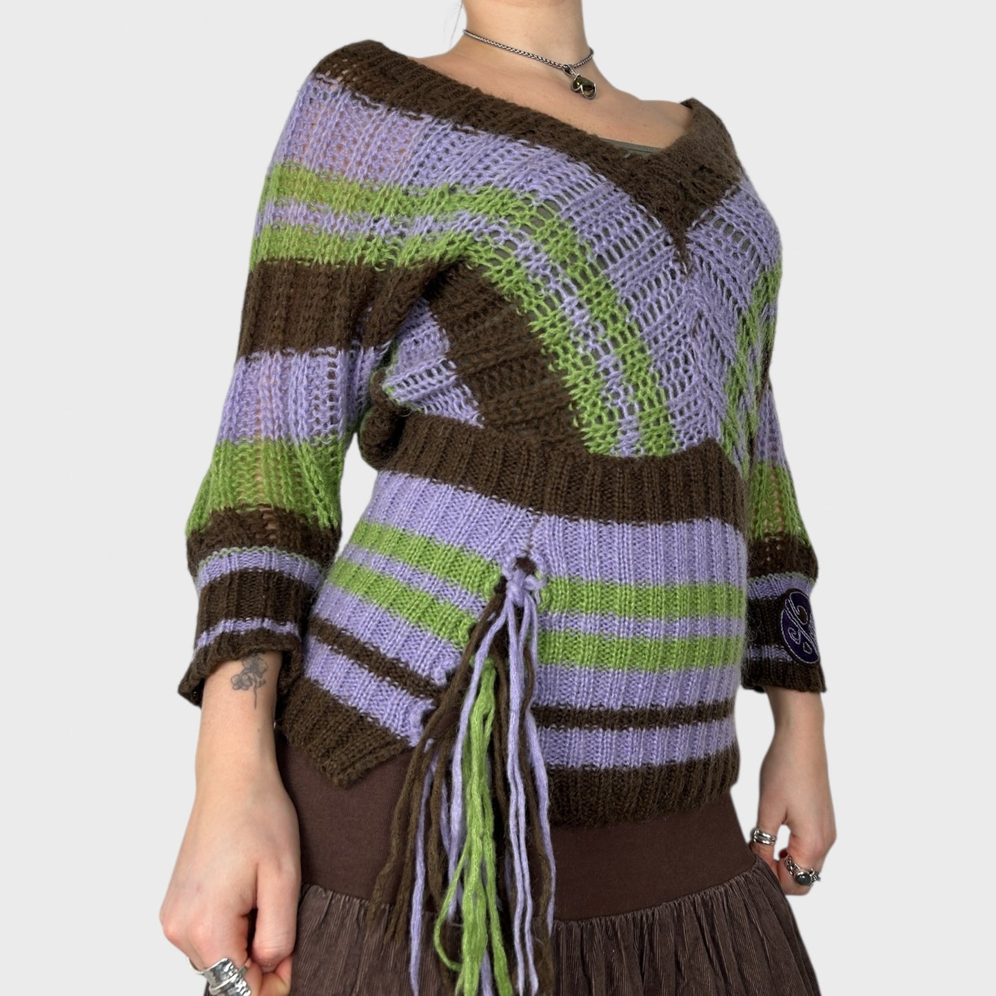 Vintage Miss Sixty Slouchy Striped Knit Jumper - S/M