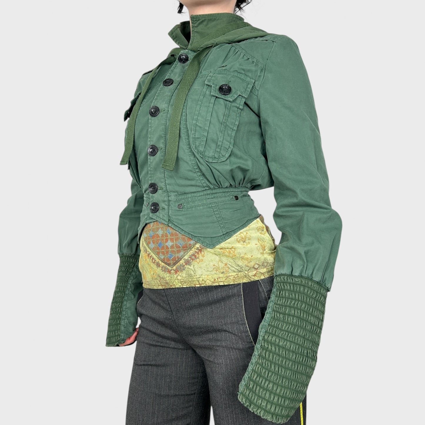 Diesel Khaki Button Hood Jacket - XS